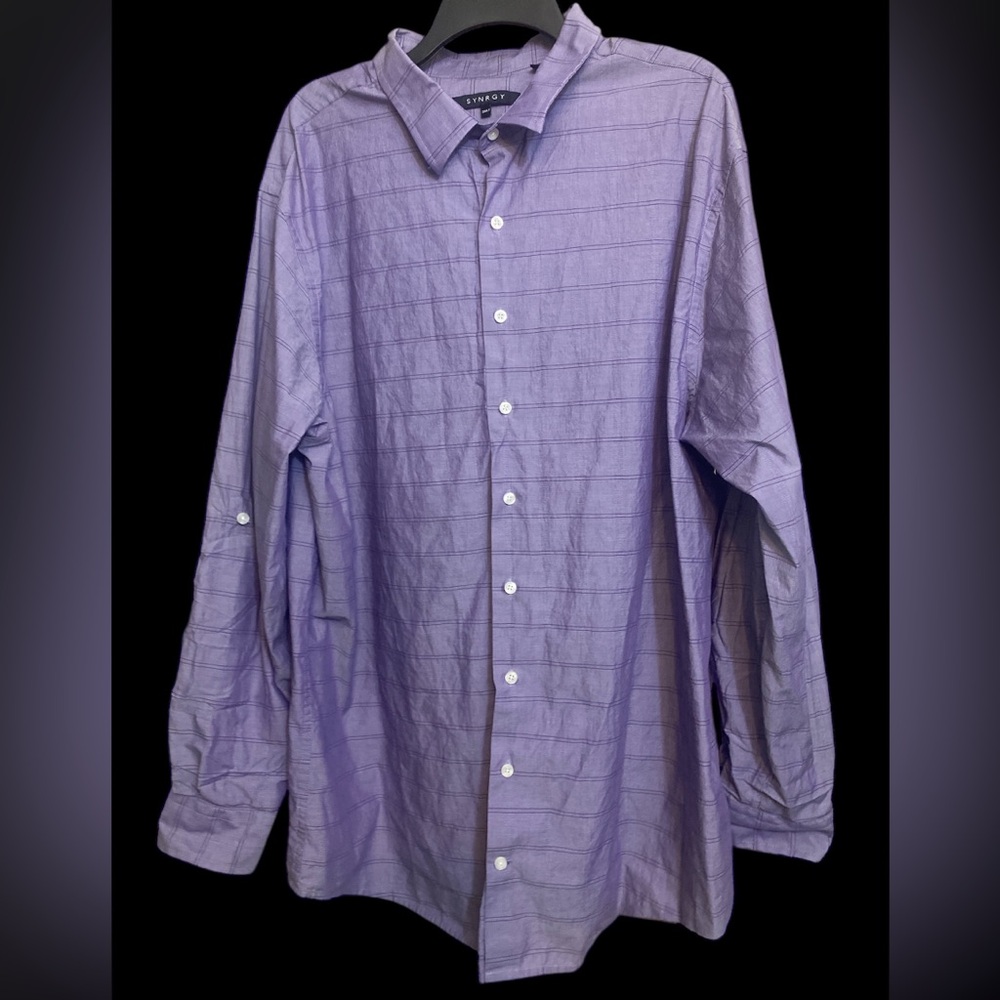 SYNRGY LARGE PLAID DRESS SHIRT 2XLT EUC